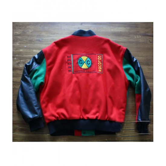 Varsity Cross Color Red and Green Jacket